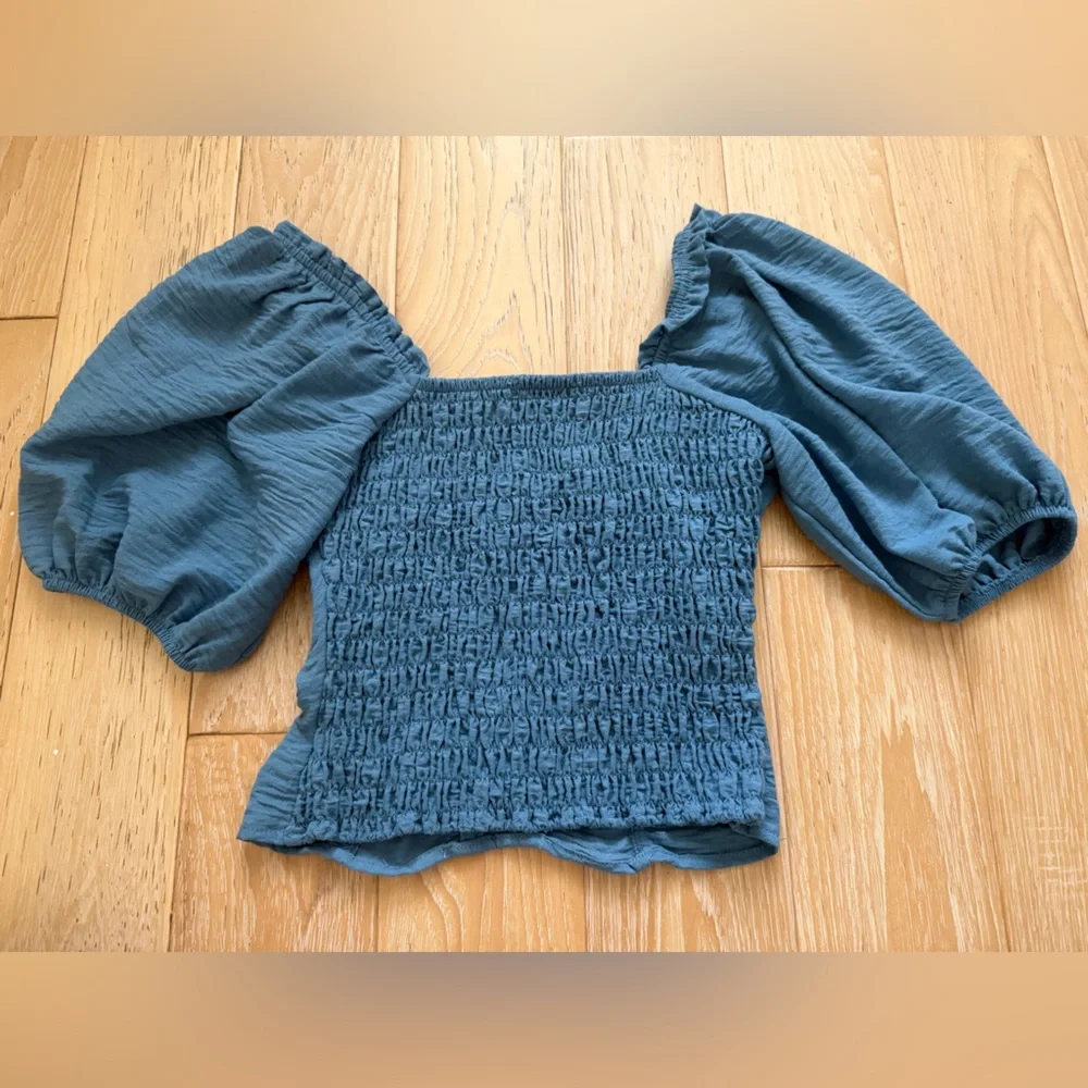 Women’s Victorian‎ balloon sleeve top blue regency renaissance wuthering heights - Picture 5 of 5